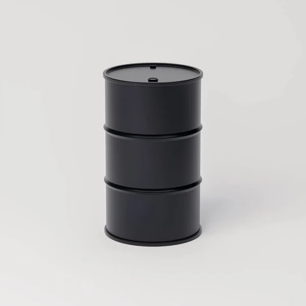 白い背景に隔離された石油製品や他の用途のための金属ブラックバレル 3Dレンダリング — ストック写真