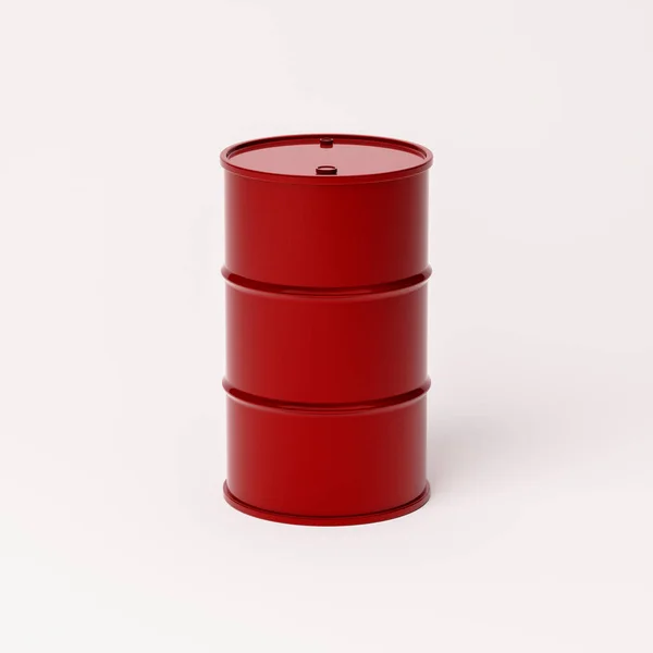 Metalowa Czerwona Beczka Produkty Naftowe Lub Innych Celów Izolowana Białym — Zdjęcie stockowe