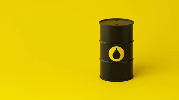 Barril Preto Metal Para Produtos Petrolíferos Outro Uso Com Logotipo — Fotografia de Stock