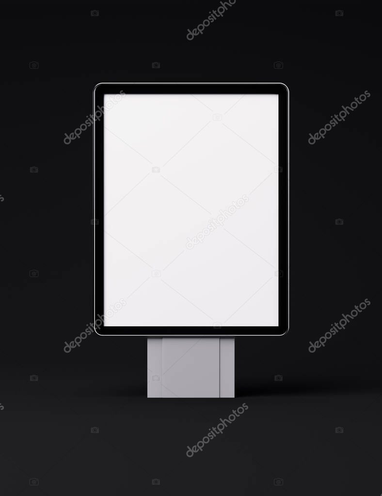 blank 3d mockup of vertical billboard outdoor stand or poster on white background. Background or pattern. 3d rendering