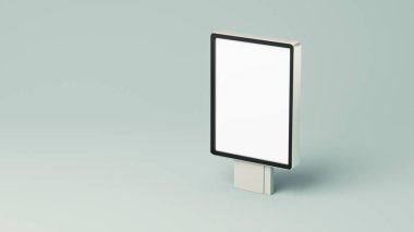 Dikey reklam panolarının boş 3D maketi ya da gri arka planda afişi. Geçmişi ya da kalıbı. 3d oluşturma