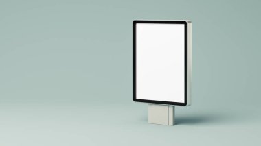 Dikey reklam panolarının boş 3D maketi ya da yeşil arka plandaki poster. Geçmişi ya da kalıbı. 3d oluşturma