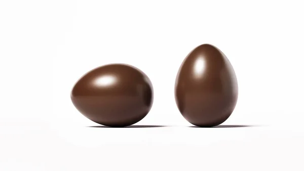 Rendering Zwei Schokoladeneier Auf Weißem Hintergrund Banner Platz Für Text — Stockfoto