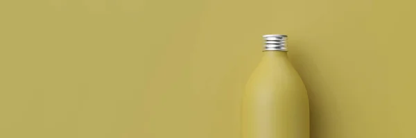 Sarı Opak Şişe Sarı Arka Planda Bir Matara Düzen Şablon — Stok fotoğraf