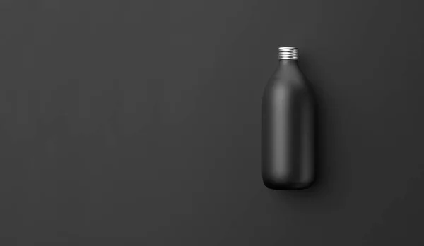 Schwarze Undurchsichtige Flasche Oder Flasche Auf Dunklem Hintergrund Layout Oder — Stockfoto
