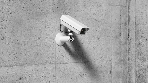Kamera Monitoringu Zewnętrznego Betonowej Ścianie System Bezpieczeństwa — Zdjęcie stockowe
