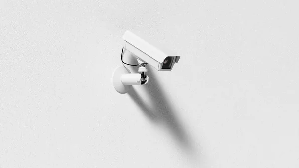 Buiten Videocamera Witte Muur Van Het Gebouw Videobeveiliging Renderen — Stockfoto