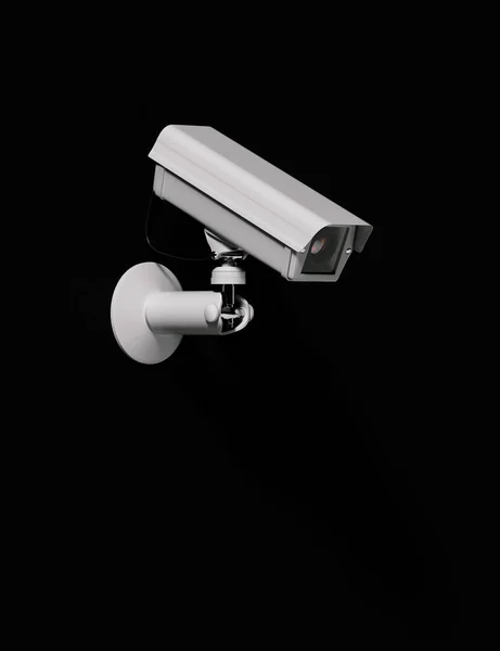 Buiten Videocamera Zwarte Muur Van Het Gebouw Videobeveiliging Renderen — Stockfoto