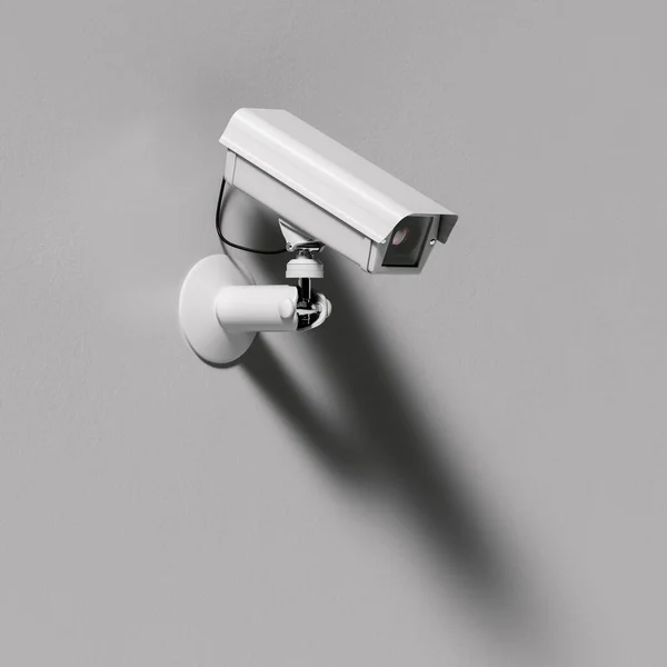 Kamera Monitoringu Zewnętrznego Białej Ścianie Budynku System Ochrony Wideo Renderowanie — Zdjęcie stockowe