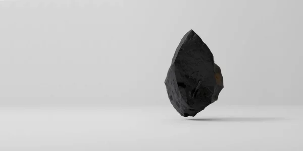 Black Dark Stone Rock Fragment Isolated White Background Layout Wallpaper — Stockfoto