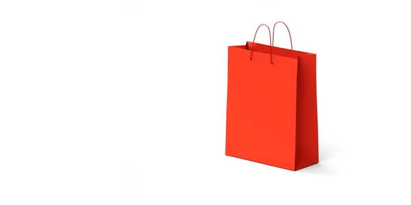 Red Paper Shopping Bag White Background Layout Template Render — стоковое фото