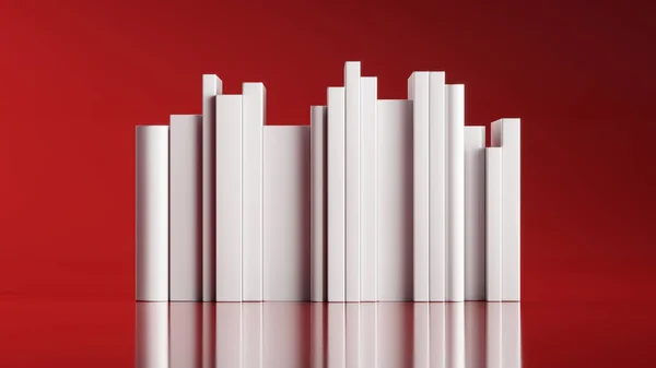 Set Stack Books Isolated Red Background Mock Template Render — Stockfoto
