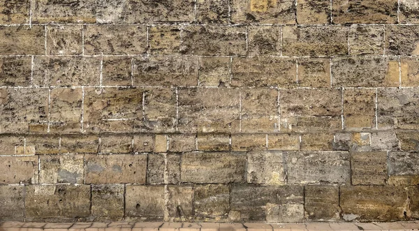 Fragment Einer Alten Mauer Aus Mauerwerk Gelber Sandstein Textur Oder — Stockfoto