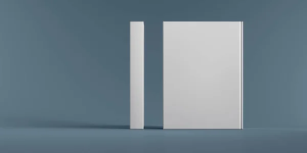 Δύο Πλευρές Ενός Βιβλίου Λευκό Εξώφυλλο Απομονωμένες Μπλε Φόντο Εξώφυλλο — Φωτογραφία Αρχείου