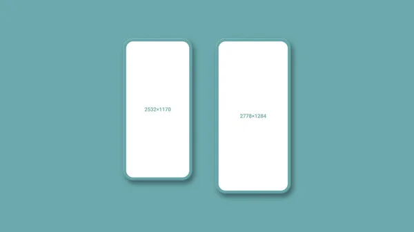 Mockup Due Schermi Piatti Iphone Isolati Sfondo Blu Dimensioni Dello — Foto Stock
