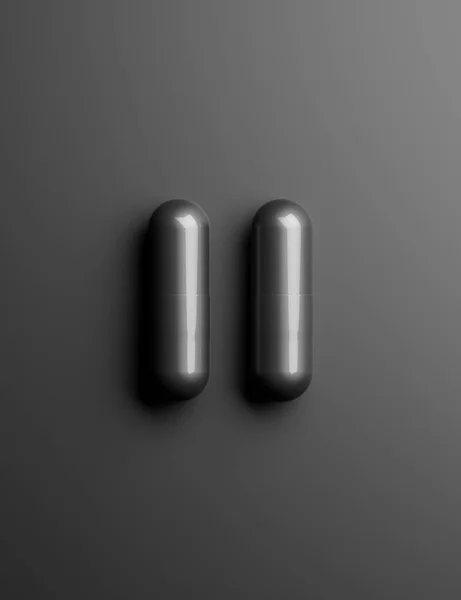 Two Capsules Tablets Medicines Isolated Dark Background Colorless Dark Tablets — ストック写真