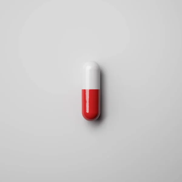 White Red Tablet Capsule Isolated White Background Sign Symbol Render — Stock Photo, Image