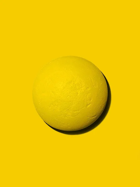 Yellow Textured Ball Isolated Yellow Background Art Creativity Pattern Background — Fotografia de Stock