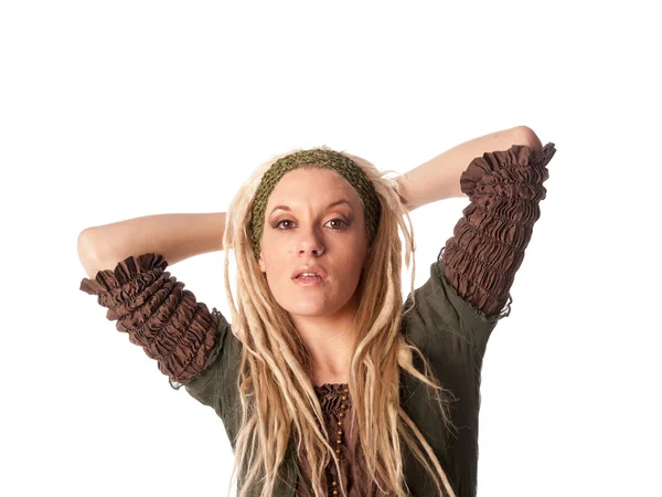 Urban Girl with blond dreadlocks - high fashion — Stock Photo, Image