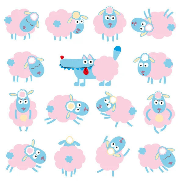 Schapen en wolf — Stockvector