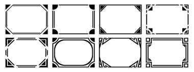 Sekiz tane tasarım çerçeve. Olağandışı bir şekil. Vektör illüstrasyonu.
