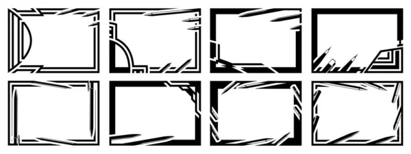 Набор Восьми Кадров Школьную Тему Изолированные Черные Рамки Векторная Иллюстрация — стоковый вектор