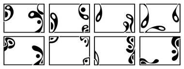 Sekiz tane tasarım çerçeve. Olağandışı bir şekil. Vektör illüstrasyonu.