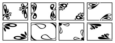 Sekiz tane tasarım çerçeve. Olağandışı bir şekil. Vektör illüstrasyonu.