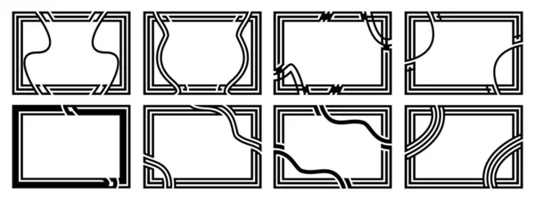 Ein Satz Von Acht Designerrahmen Rahmen Von Ungewöhnlicher Form Vektorillustration — Stockvektor