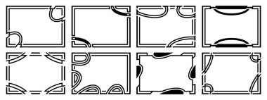 Sekiz tane tasarım çerçeve. Olağandışı bir şekil. Vektör illüstrasyonu.