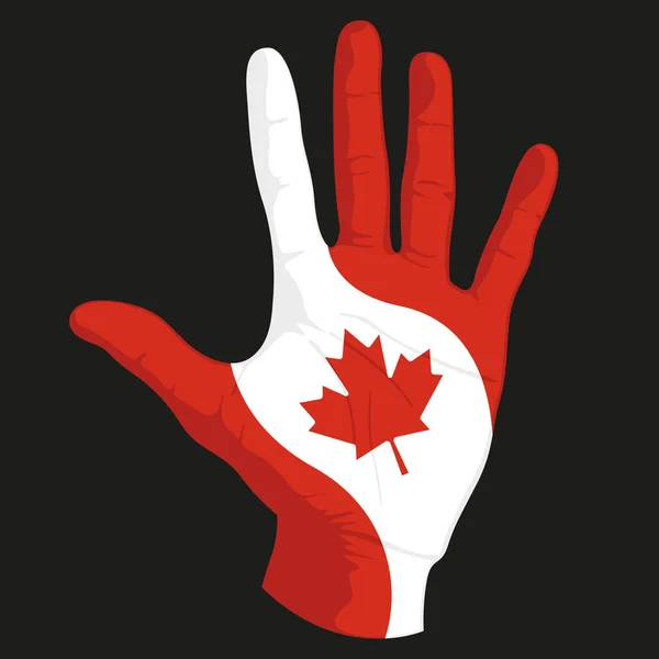 Изображения Флага Канады Человеческой Руке Векторная Иллюстрация — стоковый вектор