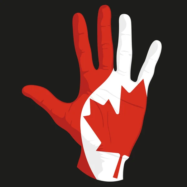 Imagens Bandeira Canadá Numa Mão Humana Ilustração Vetorial — Vetor de Stock