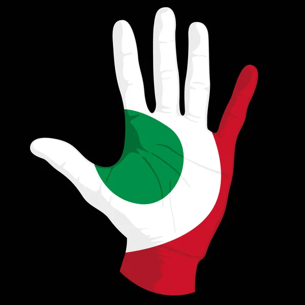 Bilder Der Flagge Italiens Auf Einer Menschlichen Hand Vektorillustration — Stockvektor