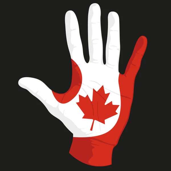 Imagens Bandeira Canadá Numa Mão Humana Ilustração Vetorial — Vetor de Stock