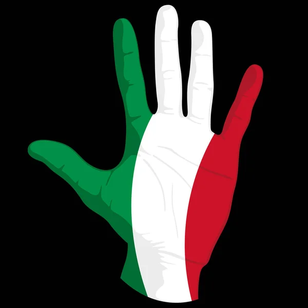 一个人手上的意大利国旗的图像 矢量说明 — 图库矢量图片