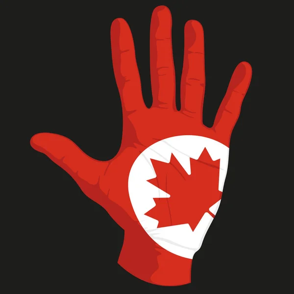 Изображения Флага Канады Человеческой Руке Векторная Иллюстрация — стоковый вектор