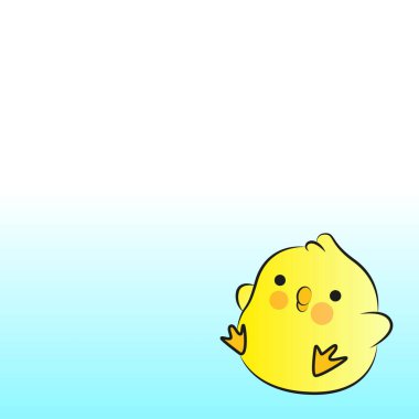 Mavi arka planda iki sevimli çizgi film tavuğu. Vektör illüstrasyonu.