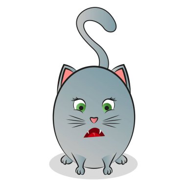 Yuvarlak, şirin bir kedinin soyut çıkartma resimleri. Vektör illüstrasyonu.