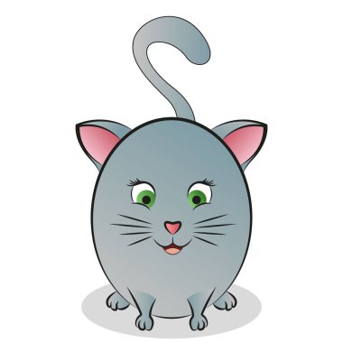 Yuvarlak, şirin bir kedinin soyut çıkartma resimleri. Vektör illüstrasyonu.