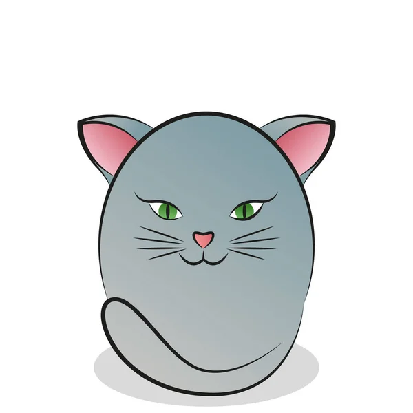 丸みを帯びたかわいい猫の抽象的なステッカー画像 ベクターイラスト — ストックベクタ