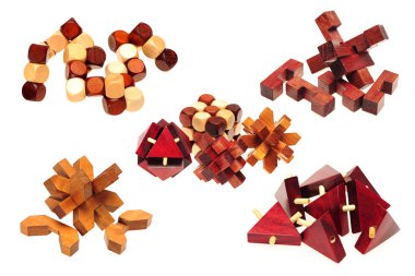 Wooden puzzle over white background clipart