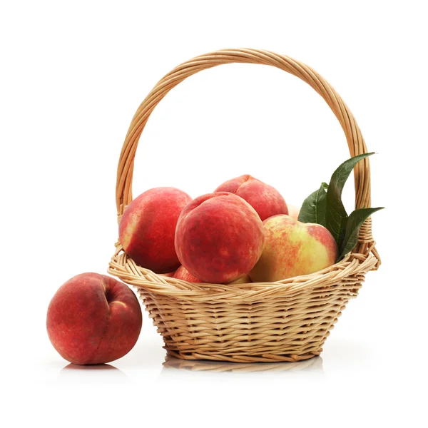 Ripe peach on white background — Stock Photo, Image
