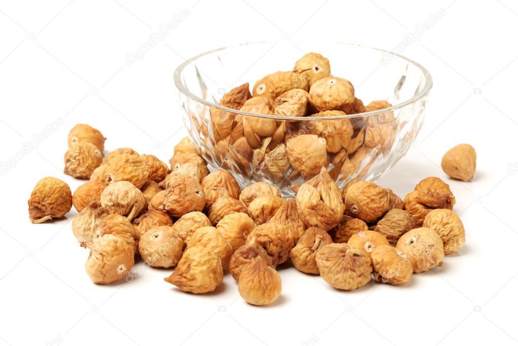 dried fig fruit on white background