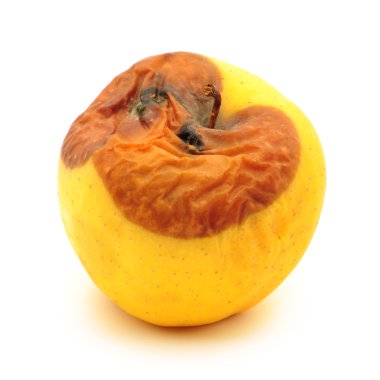 Çürük elma beyaz arkaplanda izole