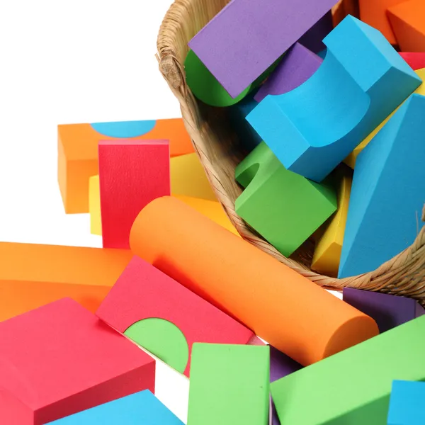 Le château jouet de blocs de couleur — Photo