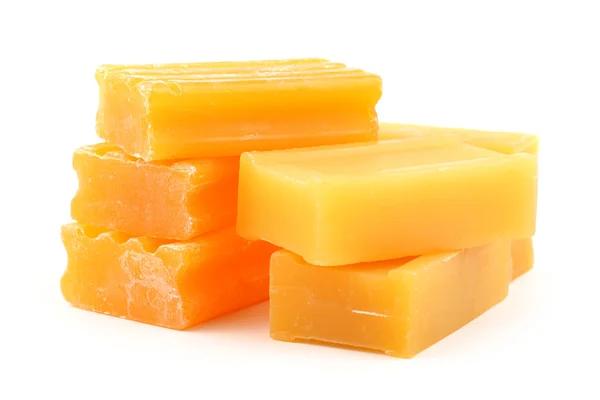 Yellow soap isolated on white background — Stock Photo, Image