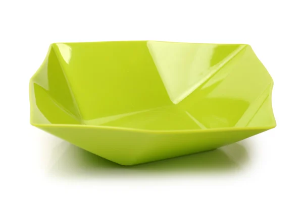Tigela vazia de plástico verde brilhante — Fotografia de Stock