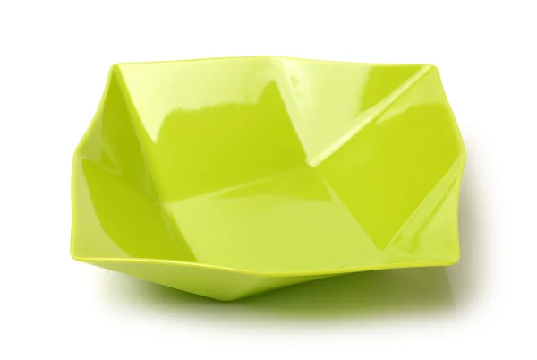 Bright green plastic empty bowl — Zdjęcie stockowe