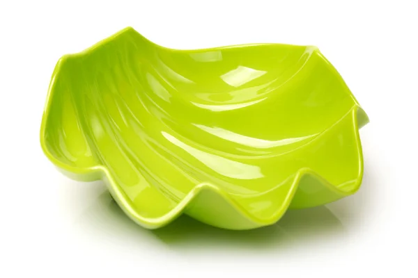Bright green plastic empty bowl — Zdjęcie stockowe