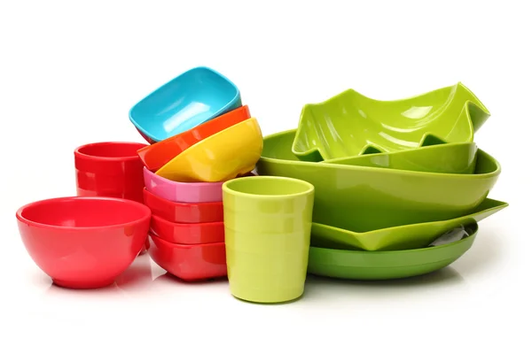 カラフルなプラスチック製食器類 — ストック写真